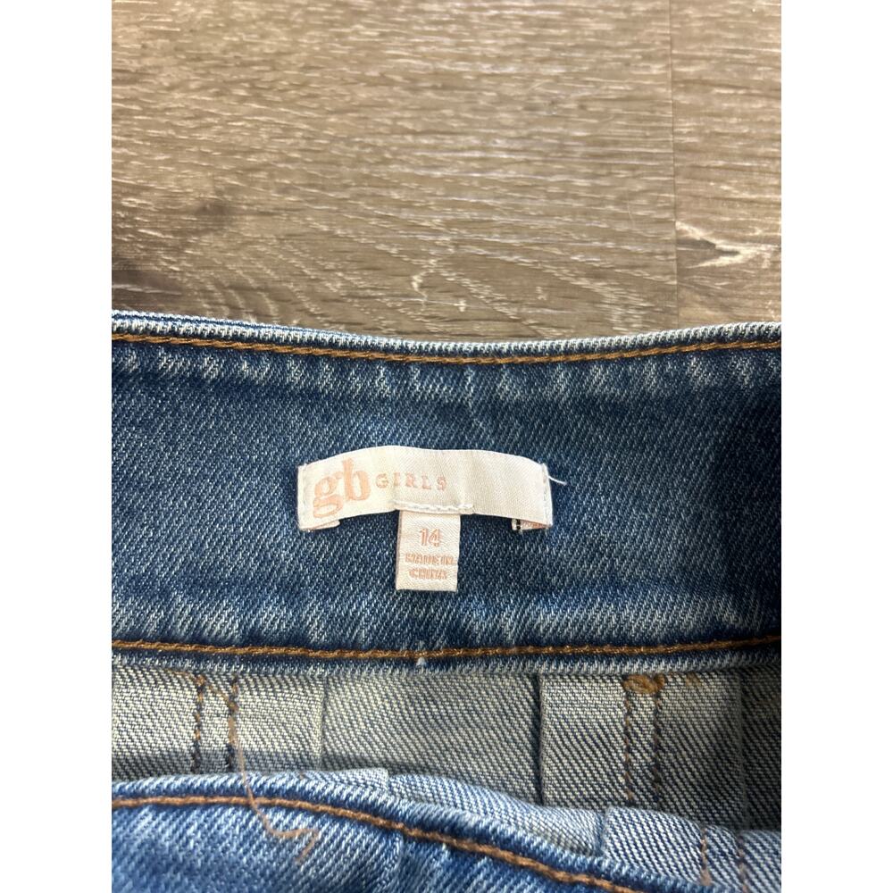GB Girls Gianni Bini Pleated Denim Mini Skirt Size 14 - Picture 2 of 5